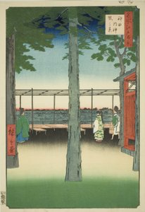 Morgendämmerung am Kanda Myojin-Schrein (Kanda Myojin akebono no kei), aus der Serie "Hundert berühmte Ansichten von Edo (Meisho Edo hyakkei)" von Utagawa Hiroshige