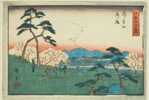 Absteigende Gänse am Asuka-Hügel (Asukayama rakugan), aus der Serie "Zwölf Ansichten von Edo (Edo juni kei)"