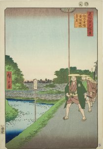Fernsicht auf das Akasaka-Reservoir vom Kinokuni-Hang, aus der Serie "Hundert berühmte Ansichten von Edo" von Utagawa Hiroshige