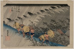 Starkregen bei Shono (Station 46) aus der Serie Dreiundfünfzig Stationen des Tokaido von Utagawa Hiroshige