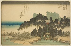 Abendglocke in Ikegami (Ikegami no bansho), aus der Serie "Acht Ansichten in der Umgebung von Edo (Edo kinko hakkei no uchi)"