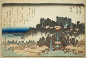 Abendglocke in Ikegami (Ikegami no bansho), aus der Serie "Acht Ansichten in der Umgebung von Edo (Edo kinko hakkei no uchi)"