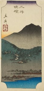 Abendglocken in Mii (Mii bansho), Abschnitt eines Blattes aus der Serie "Acht Ansichten von Omi (Omi hakkei)"