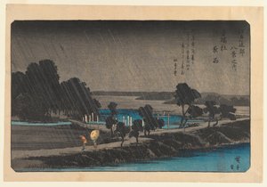 Abendregen in Azumi no Mori, ca. 1838