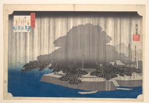 Abendregen bei der Kiefer von Karasaki von Utagawa Hiroshige