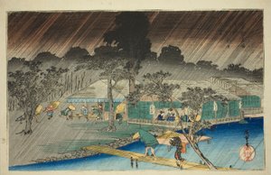 Abendregen am Ufer des Tadasu-Flusses (Tadasugawara no yudachi), aus der Serie "Berühmte Orte in Kyoto (Kyoto meisho no uchi)"