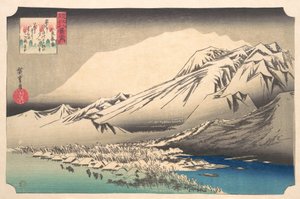Abendlicher Schnee am Hira, Biwa-See von Utagawa Hiroshige