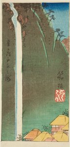 Hakone, Abschnitt von Blatt Nr. 3 aus der Serie "Ausschnitte der Dreiundfünfzig Stationen (Gojusan tsugi harimaze)" von Utagawa Hiroshige