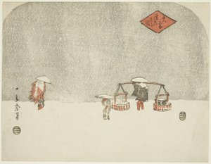 Starker Schneefall (Oyuki furishikiru zu) von Utagawa Hiroshige