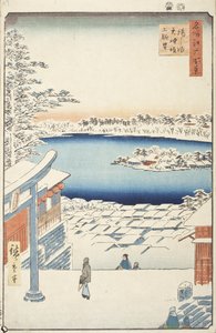 Blick vom Hügel, Yushima-Tenjin-Schrein von Utagawa Hiroshige