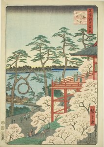 Kiyomizu-Halle und Shinobazu-Teich in Ueno (Ueno Kiyomizudo Shinobazu no ike), aus der Serie "Hundert berühmte Ansichten von Edo (Meisho Edo hyakkei)"
