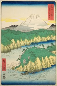 See bei Hakone (Hakone no kosui), aus der Serie "Sechsunddreißig Ansichten des Berges Fuji (Fuji sanjurokkei)" von Utagawa Hiroshige