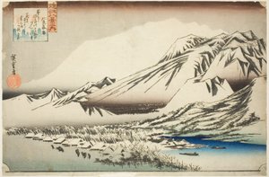 Verweilender Schnee auf dem Berg Hira (Hira no bosetsu), aus der Serie "Acht Ansichten der Provinz Omi (Omi hakkei no uchi)"