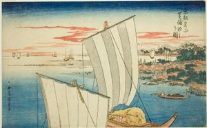 Ebbe bei Shibaura (Shibaura shiohi no zu), aus der Serie "Berühmte Ansichten der östlichen Hauptstadt (Toto meisho)" von Utagawa Hiroshige