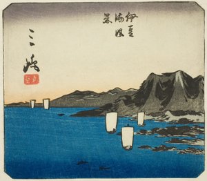 Mishima, Abschnitt von Blatt Nr. 3 aus der Serie "Ausschnittbilder des Tokaido (Tokaido harimaze zue)"