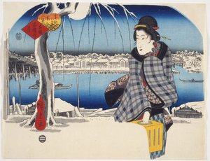 Mond nach dem Schnee in Ryōgoku von Utagawa Hiroshige
