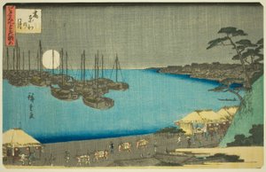 Mond bei Takanawa (Takanawa no tsuki), aus der Serie Drei Ansichten berühmter Orte in Edo (Edo meisho mittsu no nagame) von Utagawa Hiroshige