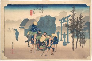 Morgennebel bei Mishima von Utagawa Hiroshige