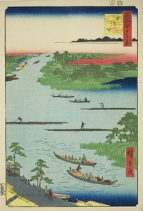 Mündung des Nakawaga-Flusses (Nakagawaguchi), aus der Serie "Hundert berühmte Ansichten von Edo (Meisho Edo hyakkei)"