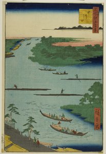 Mündung des Nakawaga-Flusses (Nakagawaguchi), aus der Serie „Hundert berühmte Ansichten von Edo (Meisho Edo hyakkei)“