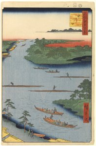 Mündung des Nakagawa-Flusses, Nr. 70 aus Einhundert berühmte Ansichten von Edo, 1857
