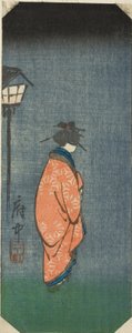 Nichomachi in Fuchu, Abschnitt des Blattes Nr. 6 aus der Serie "Bilder der dreiundfünfzig Stationen des Tokaido (Tokaido gojusan tsugi zue)"