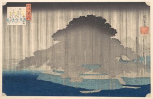 Nächtlicher Regen in Karasaki, aus der Serie „Acht Ansichten von Ōmi“ von Utagawa Hiroshige