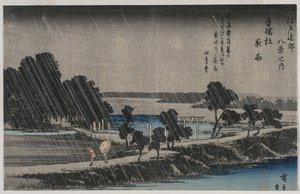 Nachtregen am Azuma-Schrein (aus der Serie Acht Ansichten der Umgebung von Edo)
