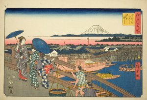Nihon-Brücke zur Edo-Brücke, aus der Serie "Berühmte Orte in Edo" von Utagawa Hiroshige