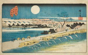 Nihon-Damm in der Nähe von Yoshiwara (Yoshiwara Nihon-zutsumi), aus der Serie "Berühmte Orte in Edo (Koto meisho)" von Utagawa Hiroshige