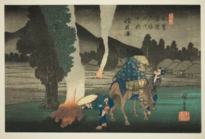 Nr. 19: Karuizawa, aus der Serie "Neunundsechzig Stationen des Kisokaido (Kisokaido rokujukyu tsugi no uchi)" von Utagawa Hiroshige