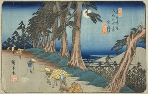 Nr. 26: Mochizuki, aus der Serie "Neunundsechzig Stationen des Kisokaido (Kisokaido rokujukyu tsugi no uchi)" von Utagawa Hiroshige