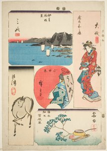 Oiso, Odawara, Hakone, Mishima und Numazu, Nr. 3 aus der Serie "Ausschnitte von Bildern des Tokaido (Tokaido harimaze zue)"