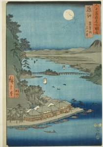 Provinz Omi: Biwa-See und Ishiyama-Tempel (Omi, Biwako Ishiyamadera), aus der Serie "Berühmte Orte in den sechzig Provinzen (Rokujuyoshu meisho zue)"