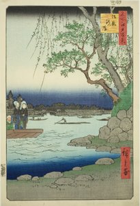 Oumayagashi, aus der Serie "Hundert berühmte Ansichten von Edo (Meisho Edo hyakkei)"