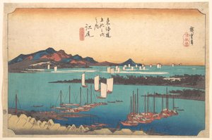 Panorama des Kiefernwaldes von Miwo, von Ejiri aus gesehen von Utagawa Hiroshige