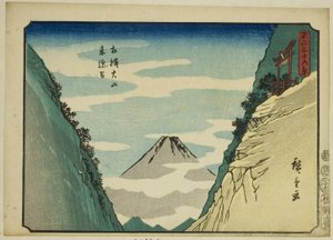 Raigo-Tal bei Oyama in der Provinz Sagami (Sagami Oyama Raigodani), aus der Serie "Sechsunddreißig Ansichten des Berges Fuji (Fuji sanjurokkei)" von Utagawa Hiroshige
