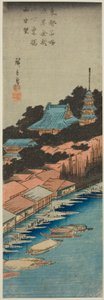 Regen an der Azuma-Brücke unterhalb des Kinryuzan-Tempels in Asakusa (Asakusa Kinryuzan shita Azuma Bashi uchu bo), aus der Serie "Berühmte Ansichten der östlichen Hauptstadt (Toto meisho)"