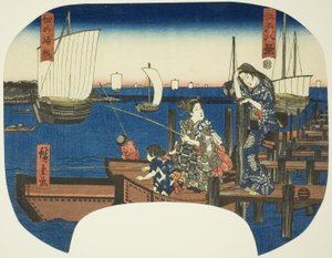 Rückkehrende Segel bei Tsukuda (Tsukuda no kihan), aus der Serie "Acht Ansichten von Edo (Edo hakkei)" von Utagawa Hiroshige
