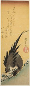 Hahn auf einem Hügel im Winter von Utagawa Hiroshige