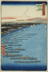 Samezu-Küste in Süd-Shinagawa (Minami-Shinagawa Samezu kaigan), aus der Serie "Hundert berühmte Ansichten von Edo (Meisho Edo hyakkei)" von Utagawa Hiroshige
