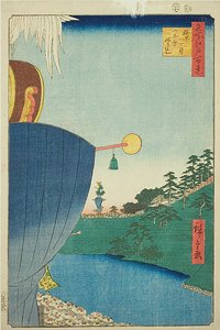 Sanno-Festzug in Kojimachi Itchome (Kojimachi Itchome Sanno Matsuri nerikomi), Nr.51 aus der Serie „Hundert berühmte Ansichten von Edo (Meisho Edo hyakkei)“