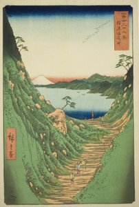 Shiojiri-Pass in der Provinz Shinano, aus der Serie "Sechsunddreißig Ansichten des Berges Fuji"