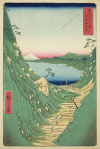 Shiojiri-Pass in der Provinz Shinano, aus der Serie "Sechsunddreißig Ansichten des Berges Fuji"
