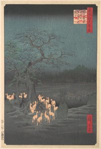 Der Shōzoku-Enoki-Baum in Ōji: Fuchsfeuer am Silvesterabend von Utagawa Hiroshige