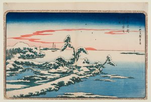 Schnee am Neujahrstag in Susaki, aus der Serie „Berühmte Orte in der östlichen Hauptstadt“ von Utagawa Hiroshige