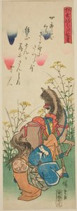 Sojo Henjo, aus der Serie "Hundert satirische Gedichte (Kyoka neboke hyakushu)" von Utagawa Hiroshige