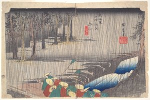 Frühlingsregen in Tsuchiyama, aus der Serie Dreiundfünfzig Stationen des Tōkaidō