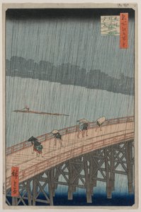 Plötzlicher Regenschauer über der Shin-Ohashi-Brücke und Atake..., 1857