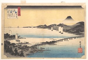 Abendrot bei Seta, aus der Serie Acht Ansichten der Provinz Ōmi von Utagawa Hiroshige